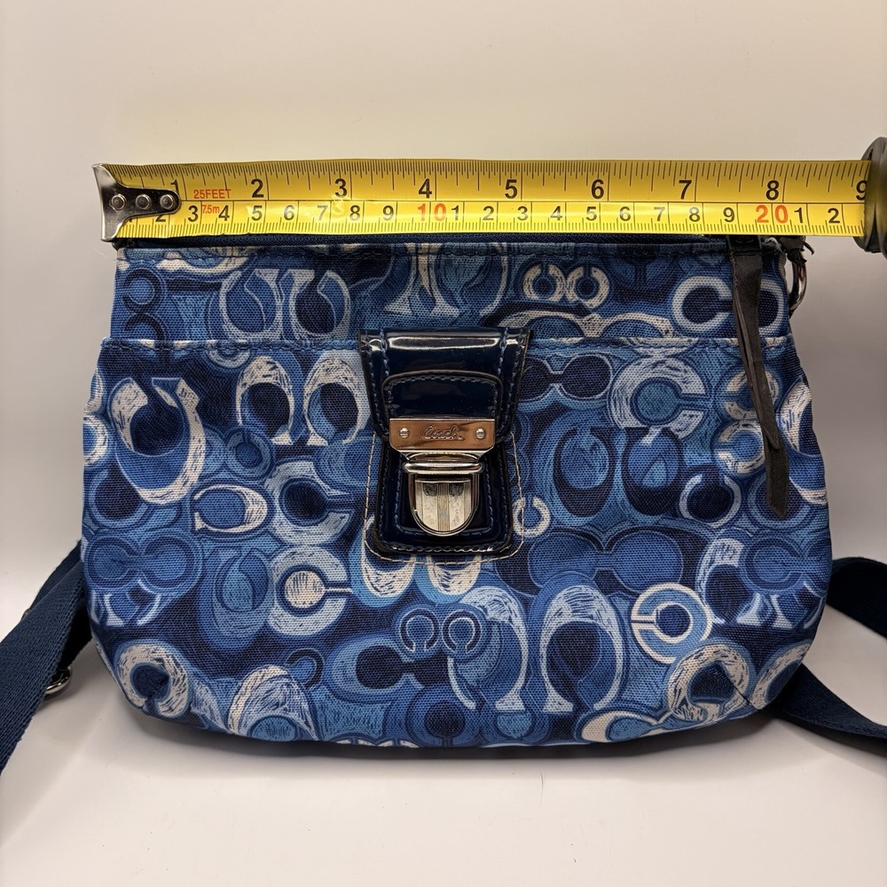 Coach Poppy Blue Scribble Signature C Canvas Crossbody Bag 43585 Y2K